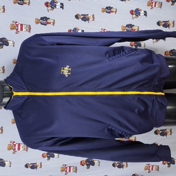 Tommy Hilfiger vintage spellout blue & yellow XL full zip lightweight jacket - Picture 2 of 9